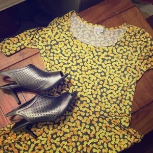 Yellow Floral Lularoe Medium Nicole Dress